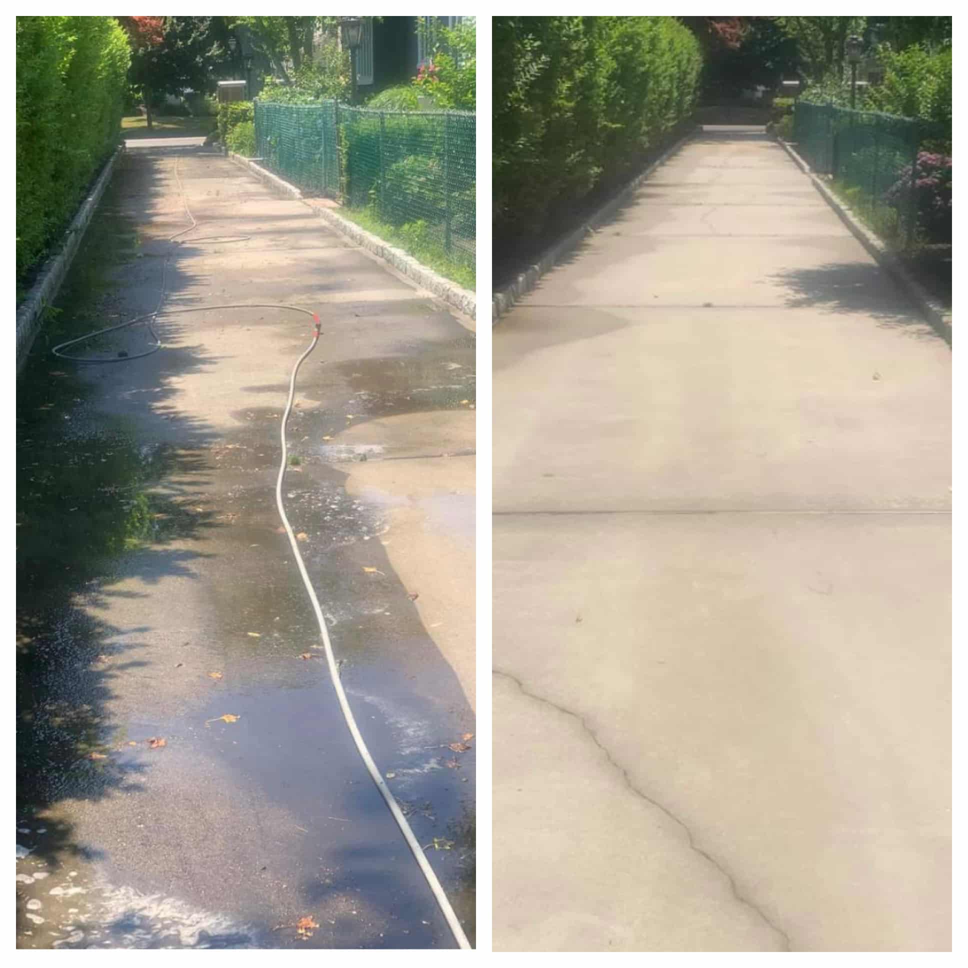 concrete power washing before and after at the jersey shore