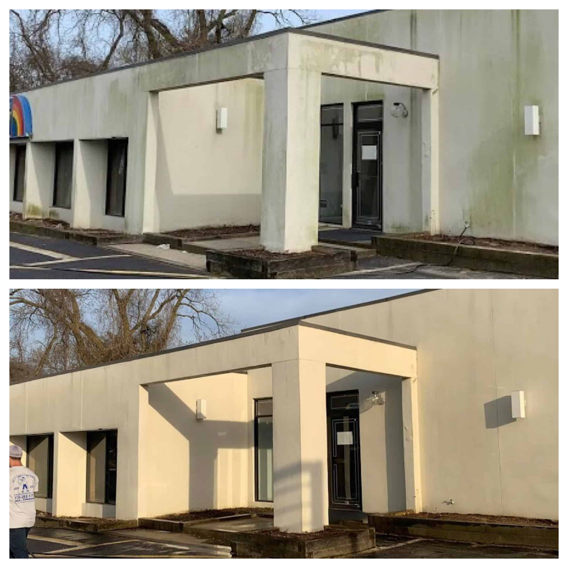 power washing services before and after synthetic stucco cleaning
