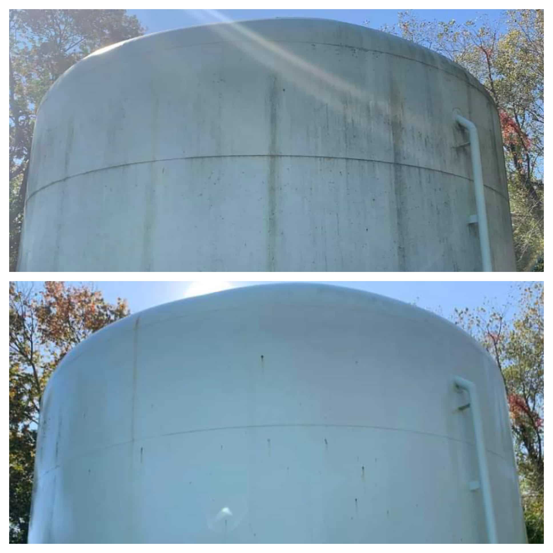 Power washing of a commercial water tank at the Jersey shore